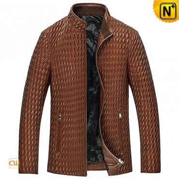 Brown Leather Quilted Jacket cw850009 jackets.cwmalls.com