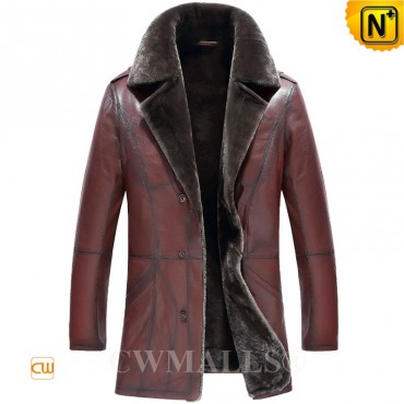 Leather Shearling Trench Coat CW890012 jackets.cwmalls.com