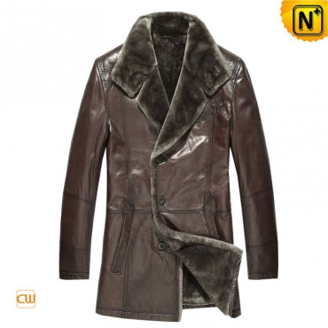 Mens shearling coat brown CW868829 jackets.cwmalls.com