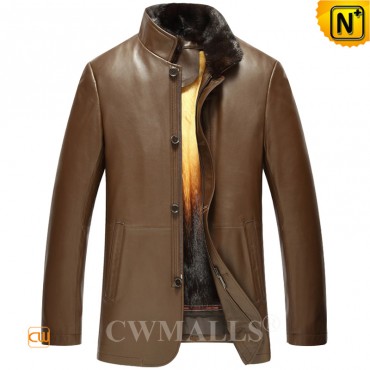 Mink Fur Leather Coat CW890138 jackets.cwmalls.com