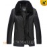 CWMALLS® Black Fur Lined Calfskin Coat CW890133