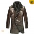 CWMALLS® Brown Leather Shearling Trench Coat for Men CW868816